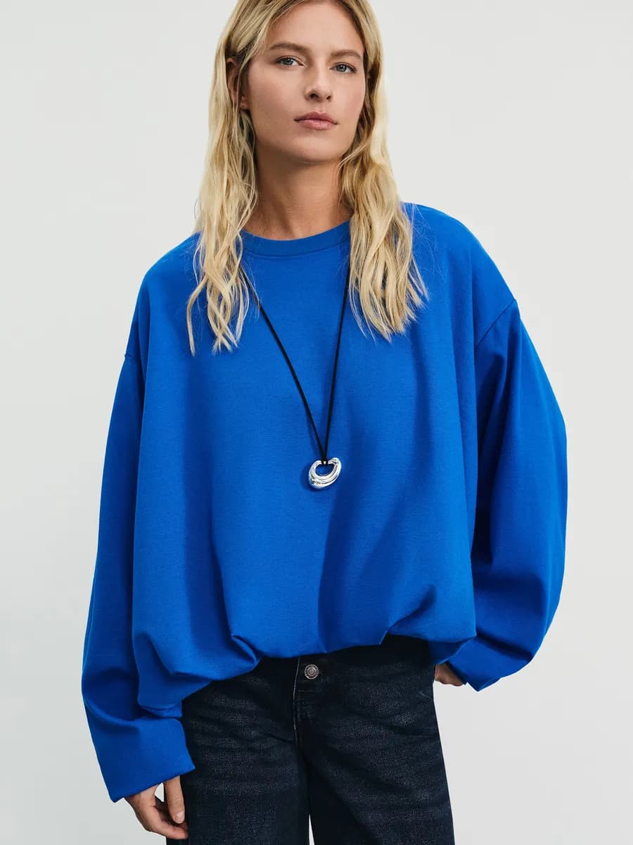 Кофта у2к свитшот оверсайз однотонный - фото 1