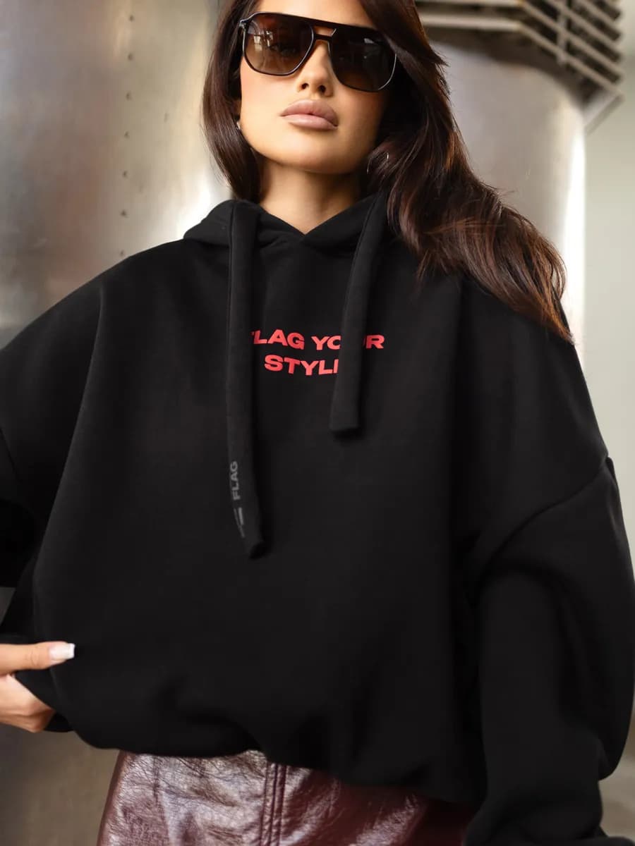 Худи оверсайз с капюшоном с начесом