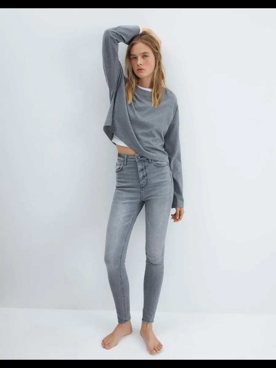 Серые джинсы Legging с высокой талией