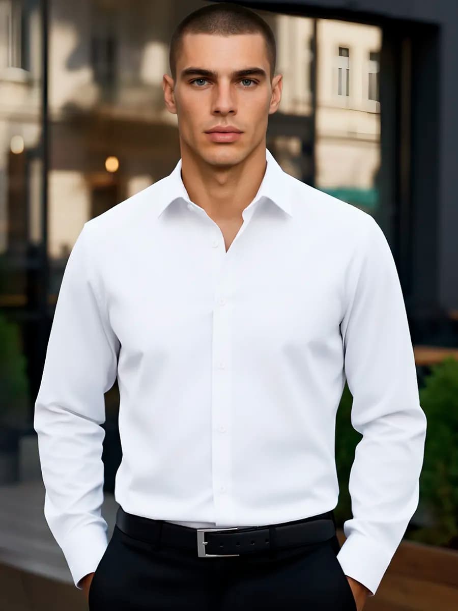 Рубашка с длинным рукавом классическая полуприталенная