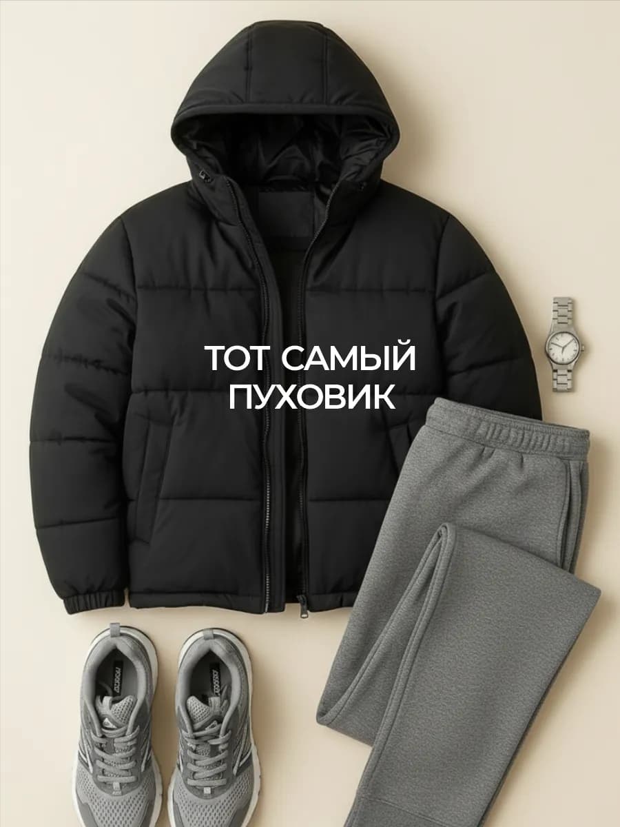 Пуховик мужской демисезонный короткий с капюшоном