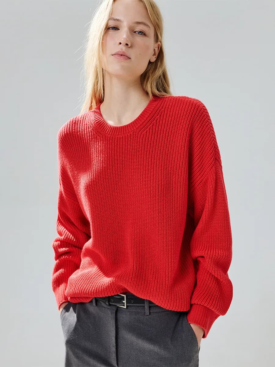 Джемпер базовый оверсайз хлопковый в рубчик