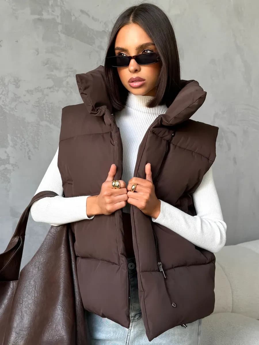 Жилетка женская дутая теплая демисезонная