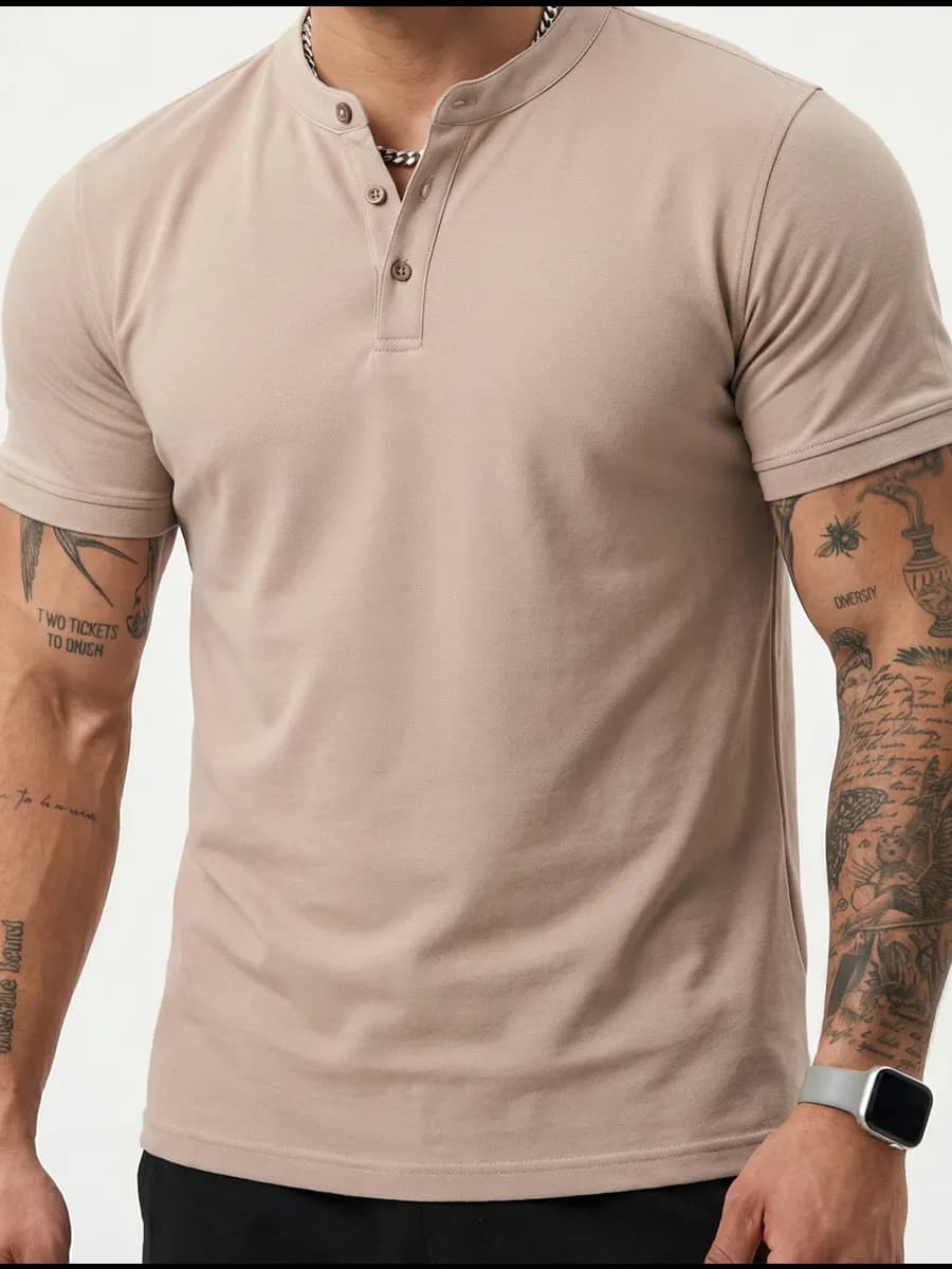 Футболка поло без воротника с коротким рукавом хлопок