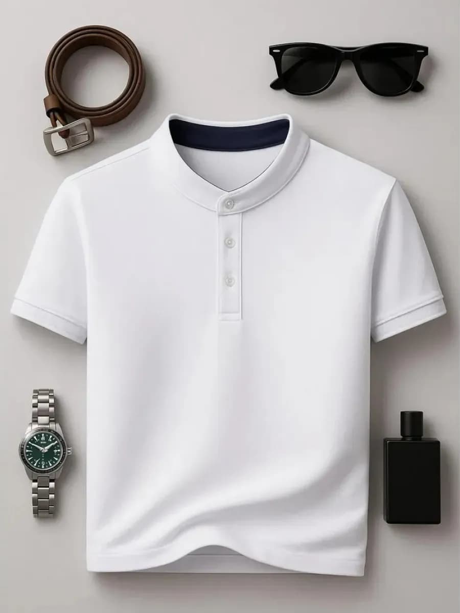 Футболка поло без воротника с коротким рукавом хлопок