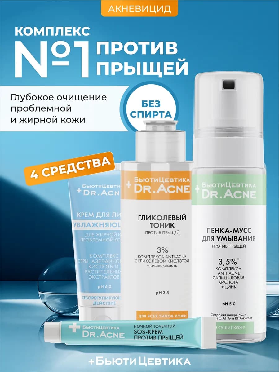 Набор Акневицид без спирта от прыщей и несовершенств