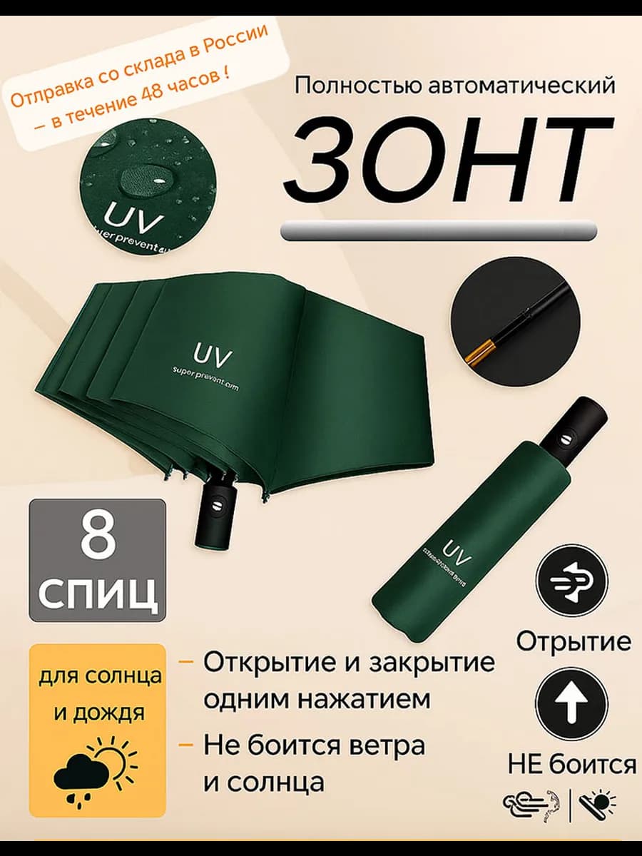 Зонт черный автомат антиветер