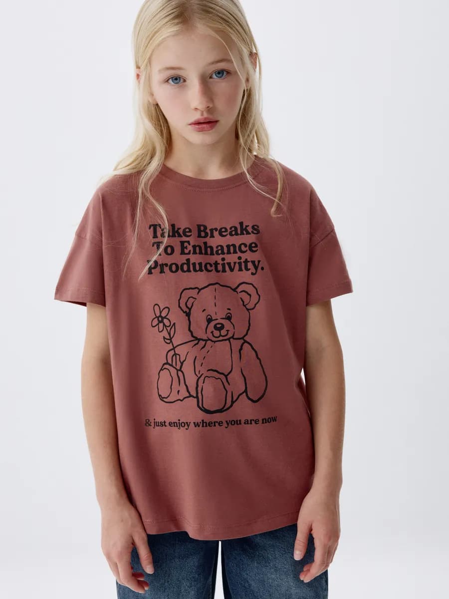 Футболка хлопковая свободная с принтом