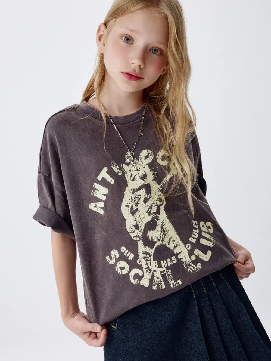 Футболка оверсайз из хлопка с принтом в стиле гранж