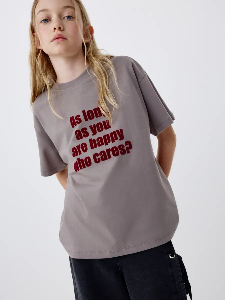 Футболка хлопковая свободная с принтом