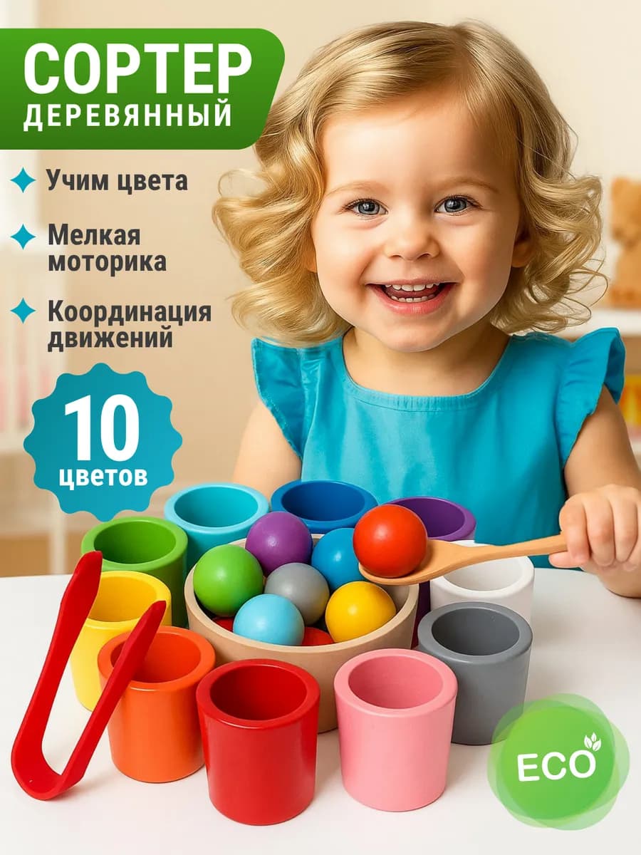 Деревянный сортер для малышей монтессори развивающие игрушки