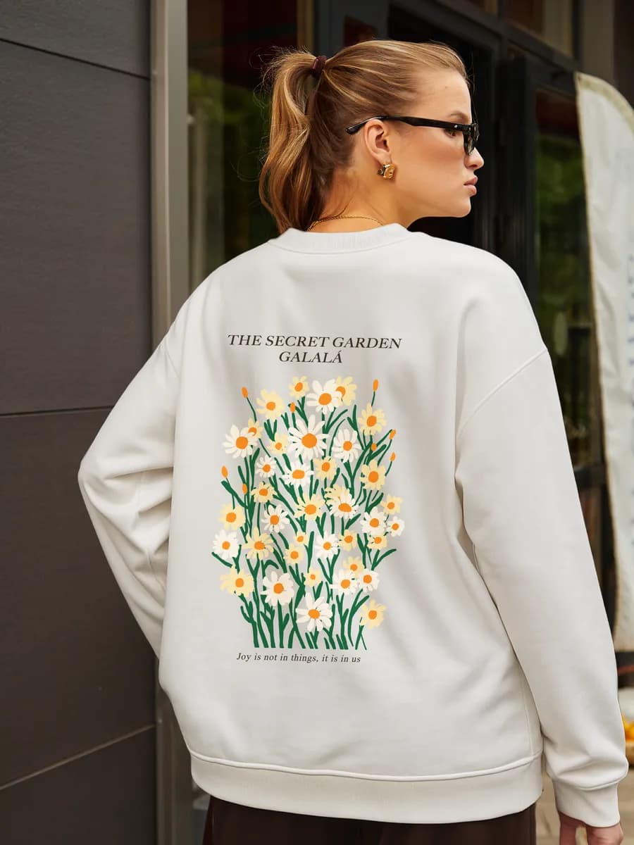 Свитшот оверсайз без начеса с принтом