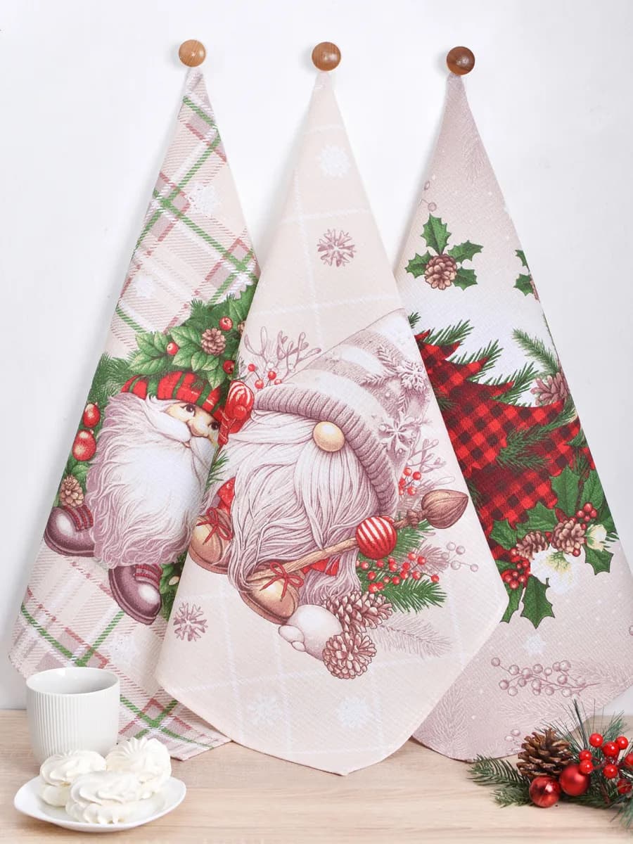 Полотенца кухонные набор 3 шт 60х47 см вафельные