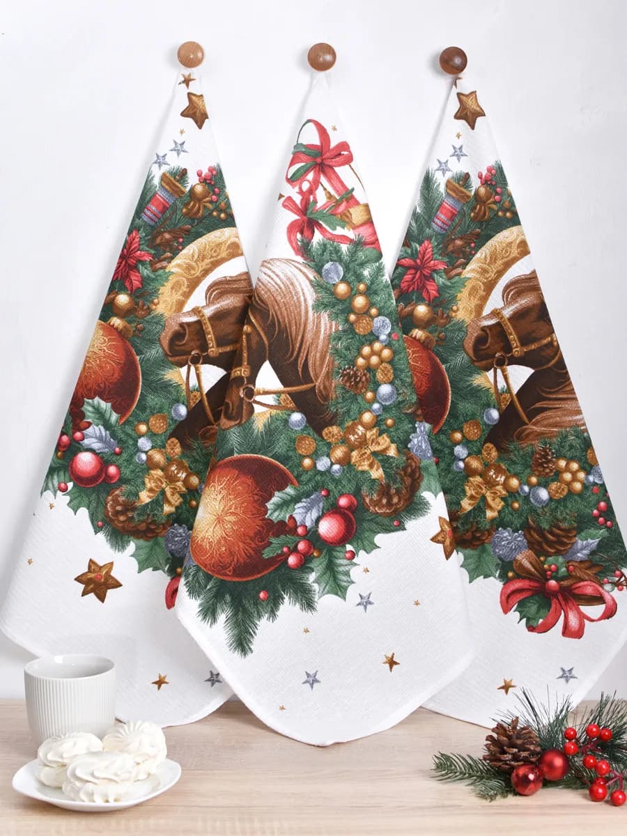 Полотенца кухонные набор 3 шт 60х47 см вафельные - фото 1