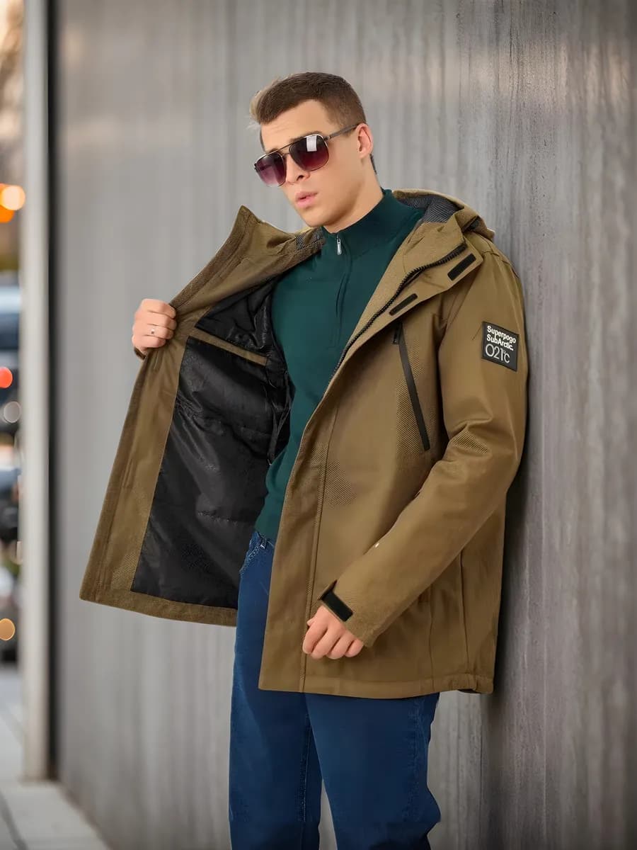 Куртка демисезонная удлиненная с капюшоном