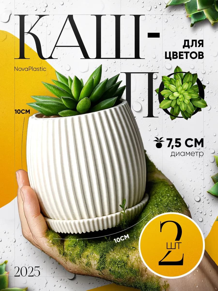 Кашпо для цветов комнатных маленькие пластиковые для кактуса