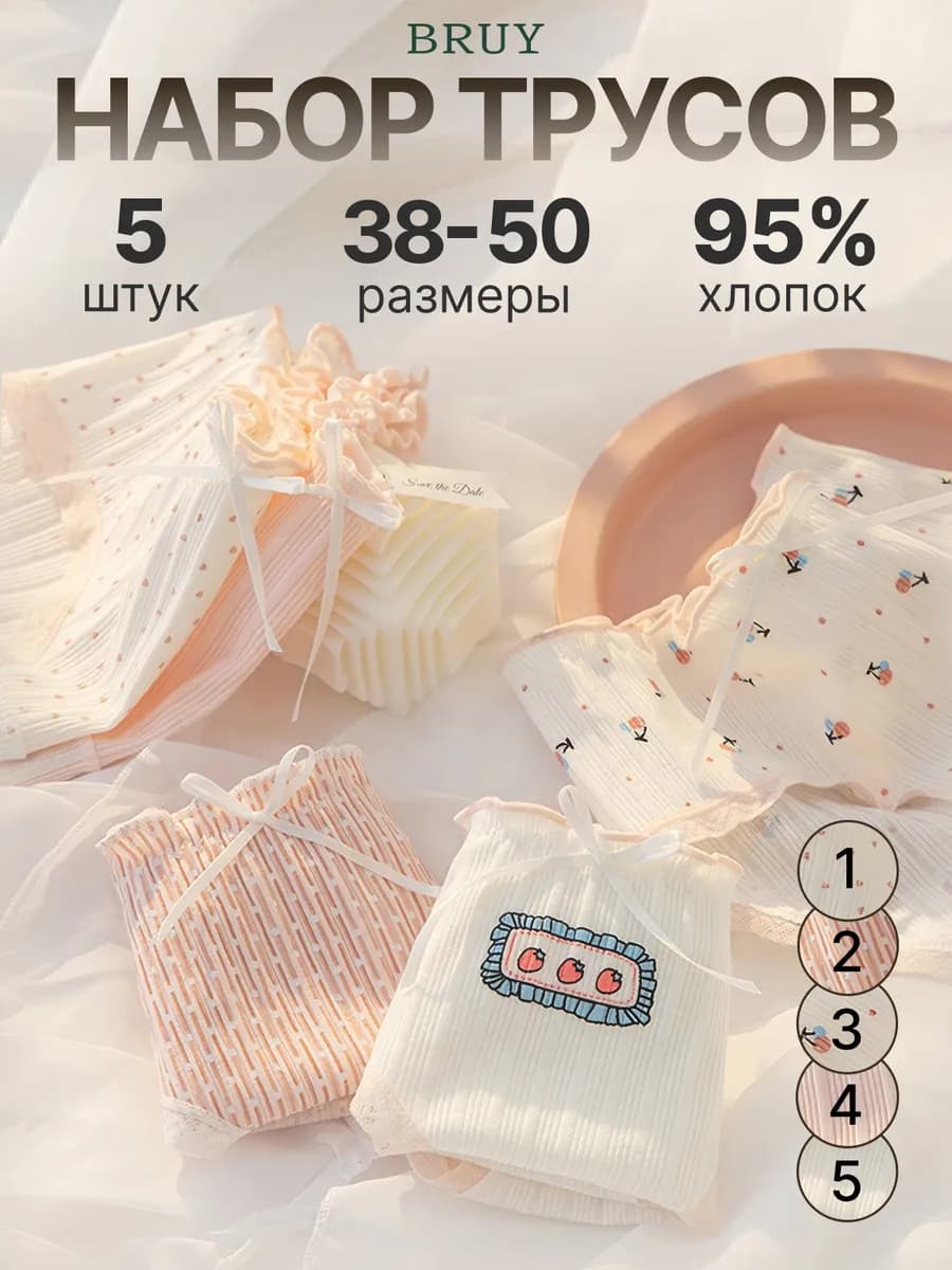 Трусы хлопковые слипы набор 5 шт