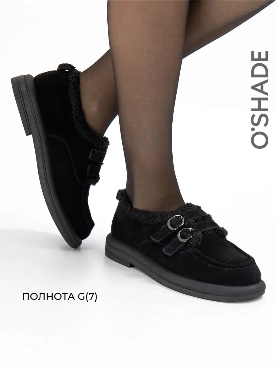 Полуботинки женские замшевые черные - фото 1