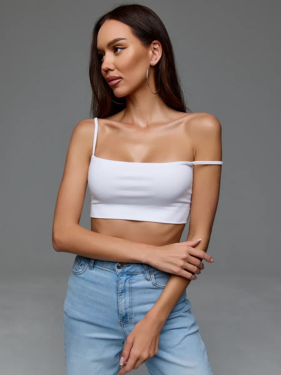 Летний топ бандо на бретелях хлопок бельё