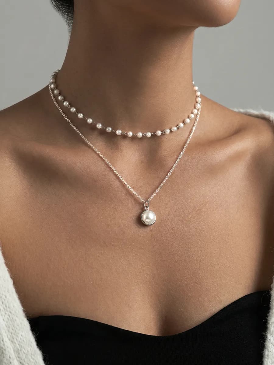 Чокер многослойный на шею из жемчуга