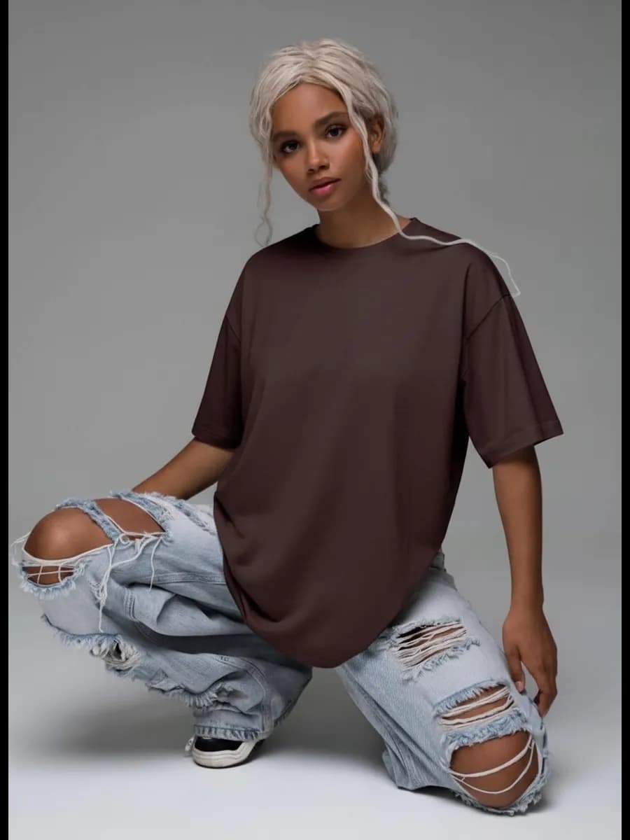 Футболка коричневая оверсайз