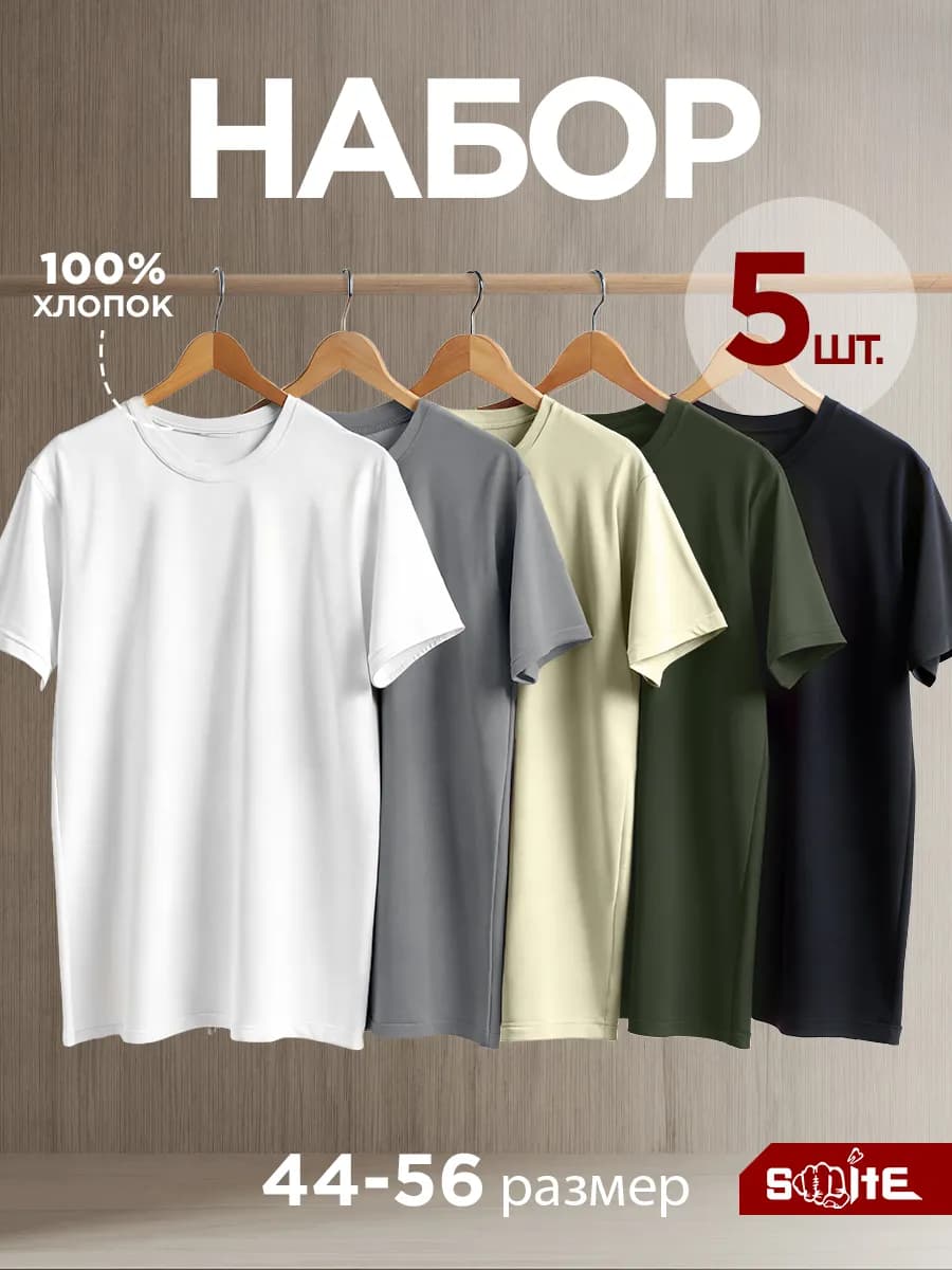 Футболка однотонная базовая набор 5 шт