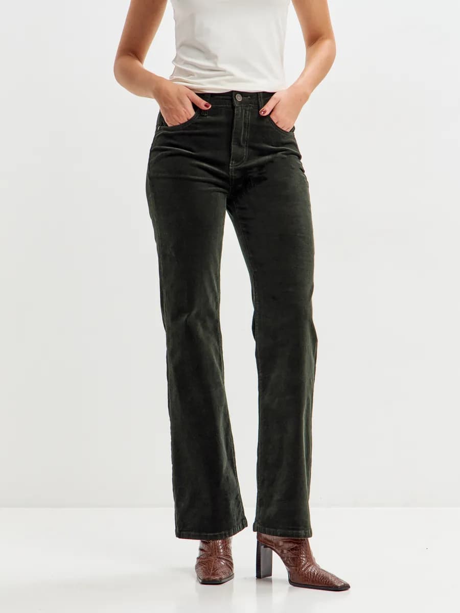 Брюки широкие вельветовые с высокой посадкой