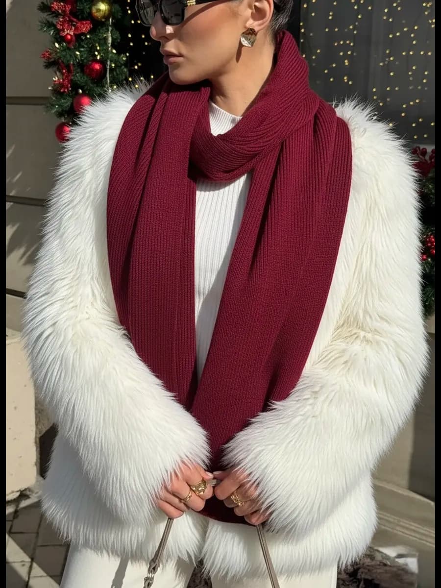 Шарф бордовый зимний теплый подарок