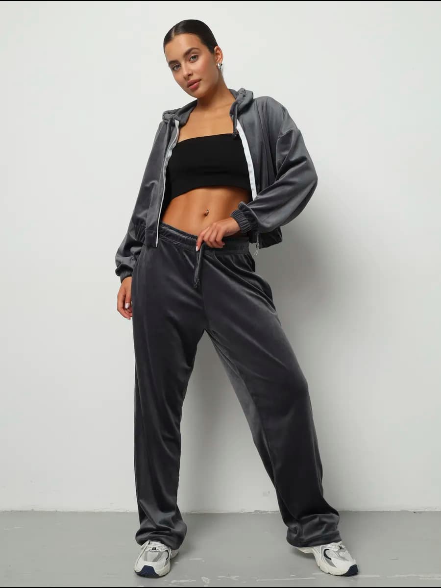 Спортивный костюм новогодний оверсайз велюровый с брюками