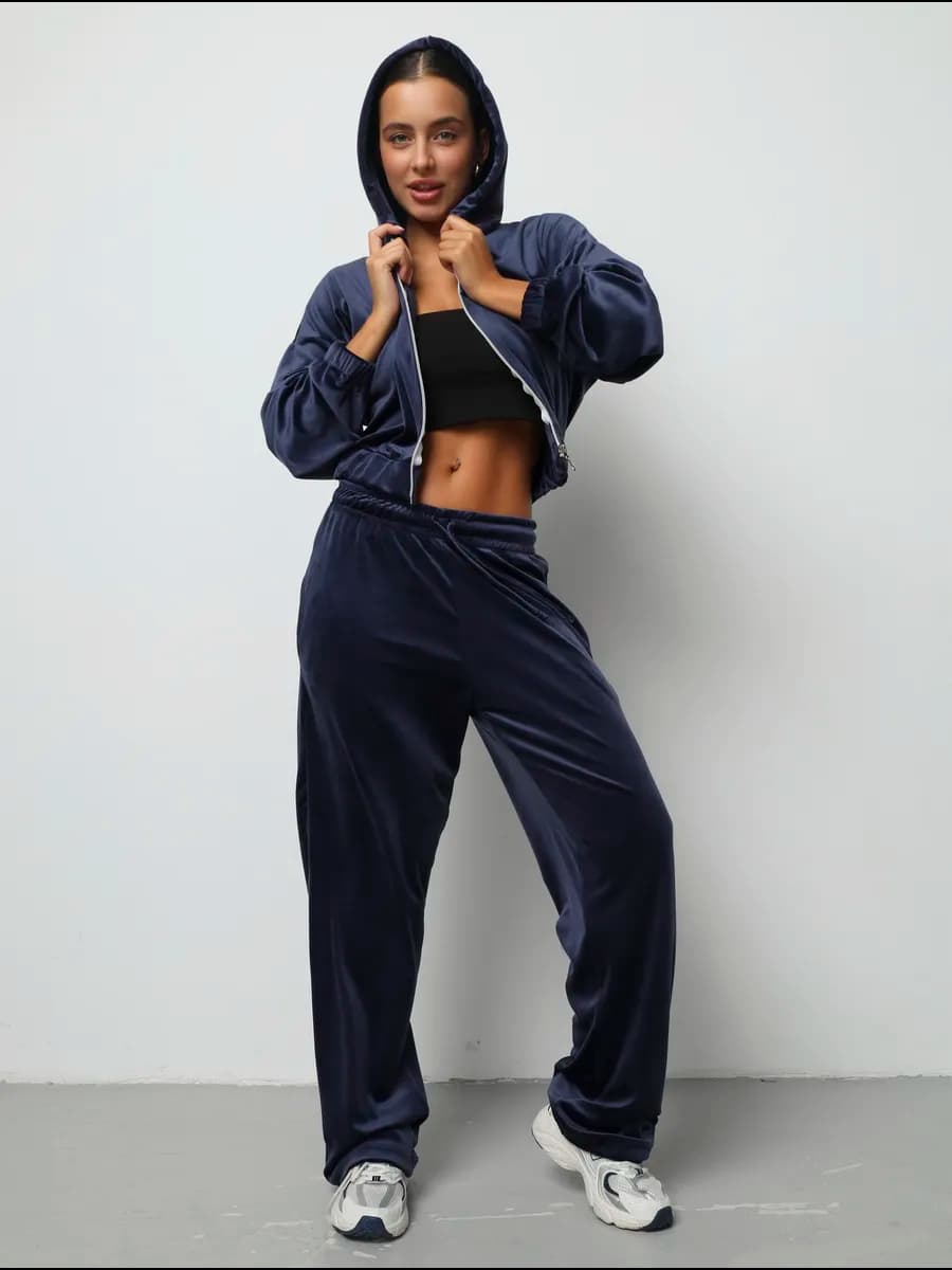 Спортивный костюм новогодний оверсайз велюровый с брюками