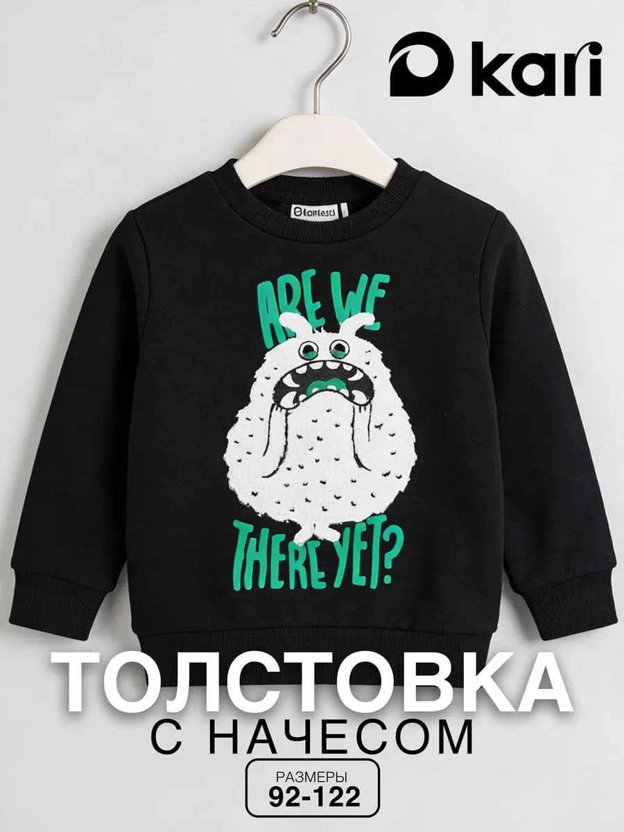 Свитшот для мальчика с начесом черный