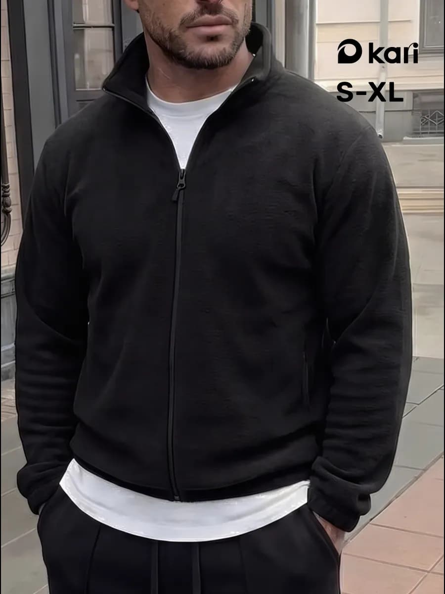 Толстовка мужская флисовая теплая черная на молнии