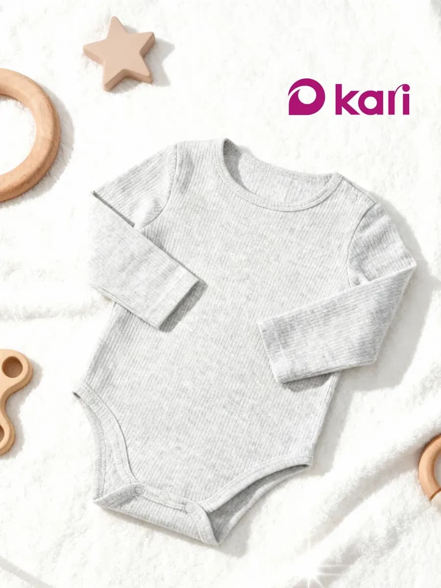 Боди для новорожденных в рубчик с длинным рукавом