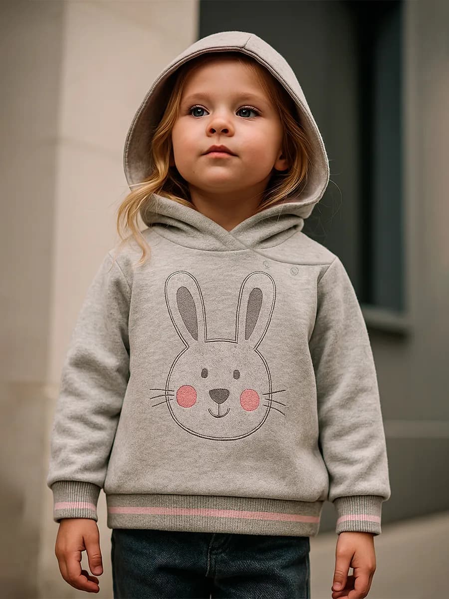 Худи для маленькой девочки серое с начесом