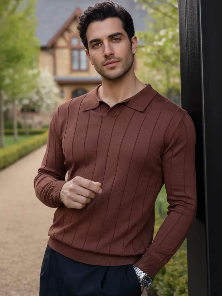 Джемпер поло с длинным рукавом