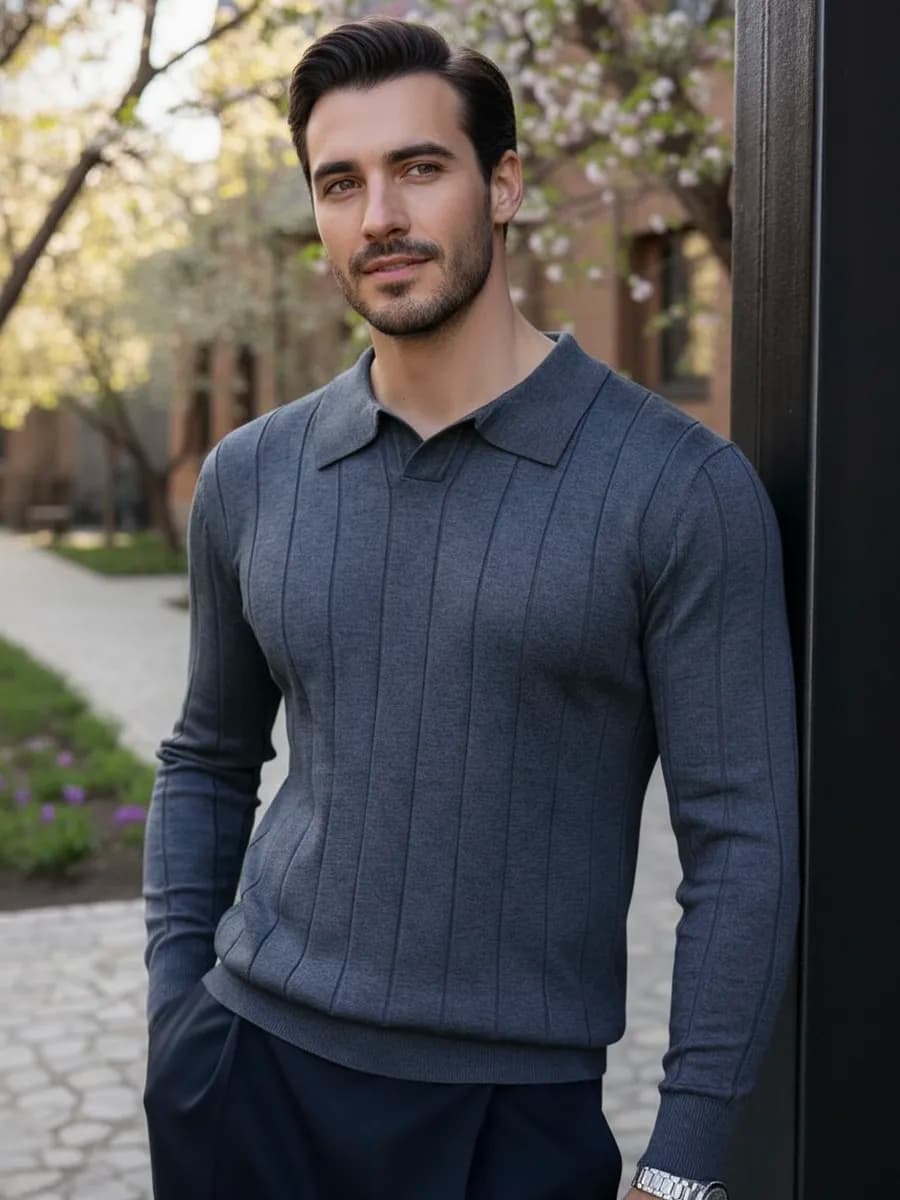 Джемпер поло с длинным рукавом