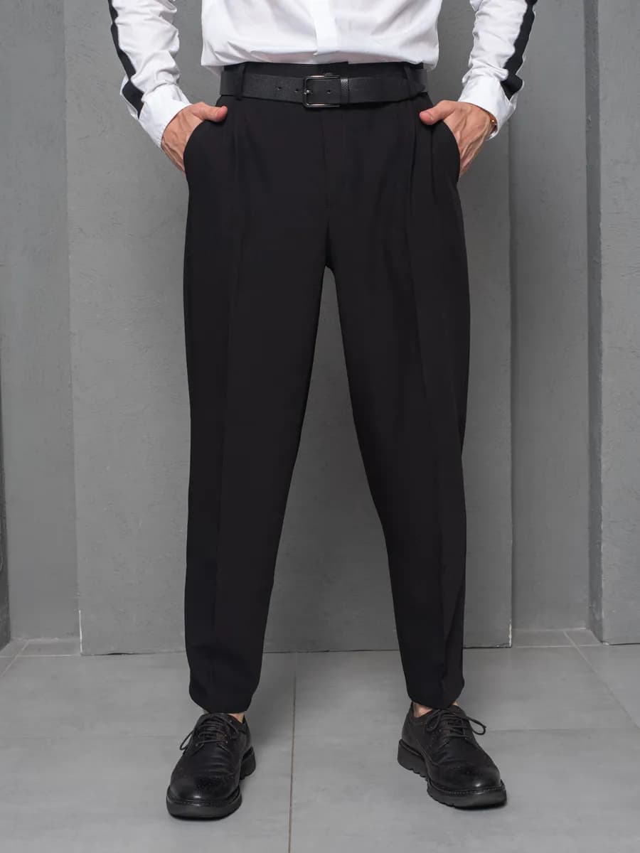 Брюки классические бананы широкие с стрелками на резинке