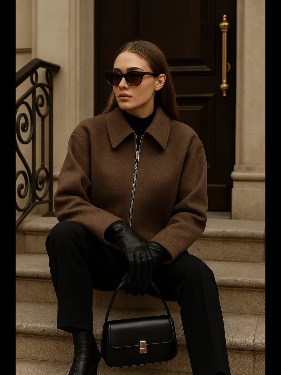 Куртка бомбер укороченный шерстяной