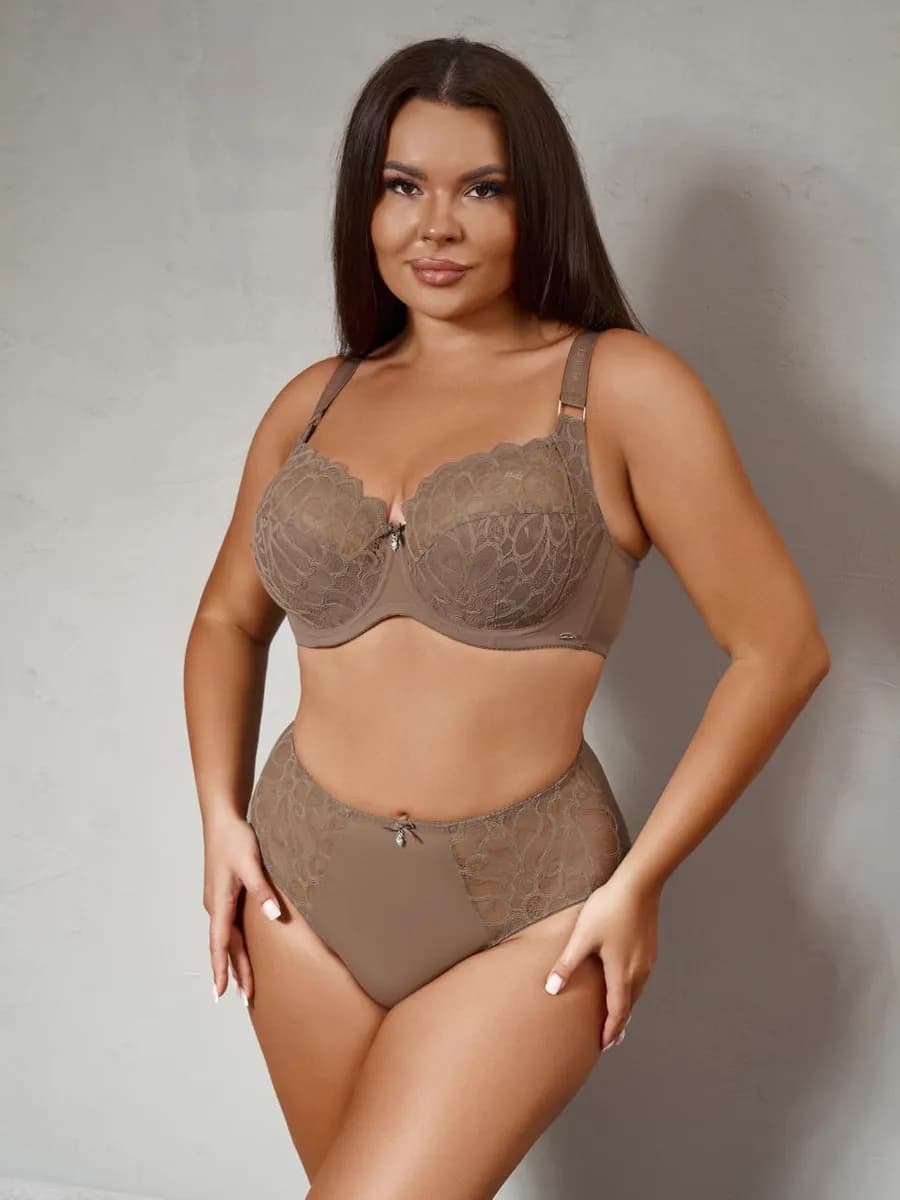 Комплект белья без поролона кружевной большие размеры - фото 1