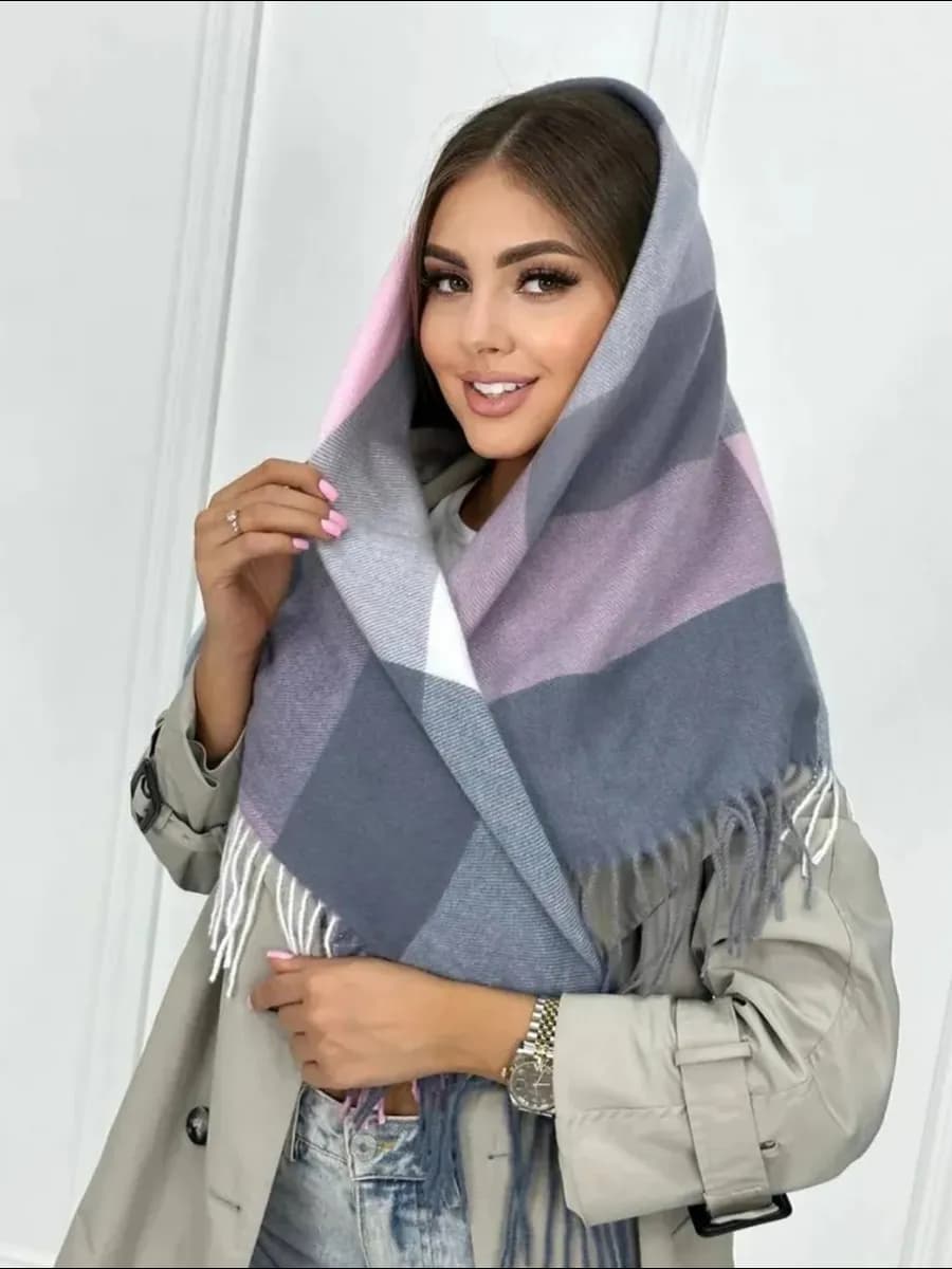 Платок шарф в клетку - фото 1