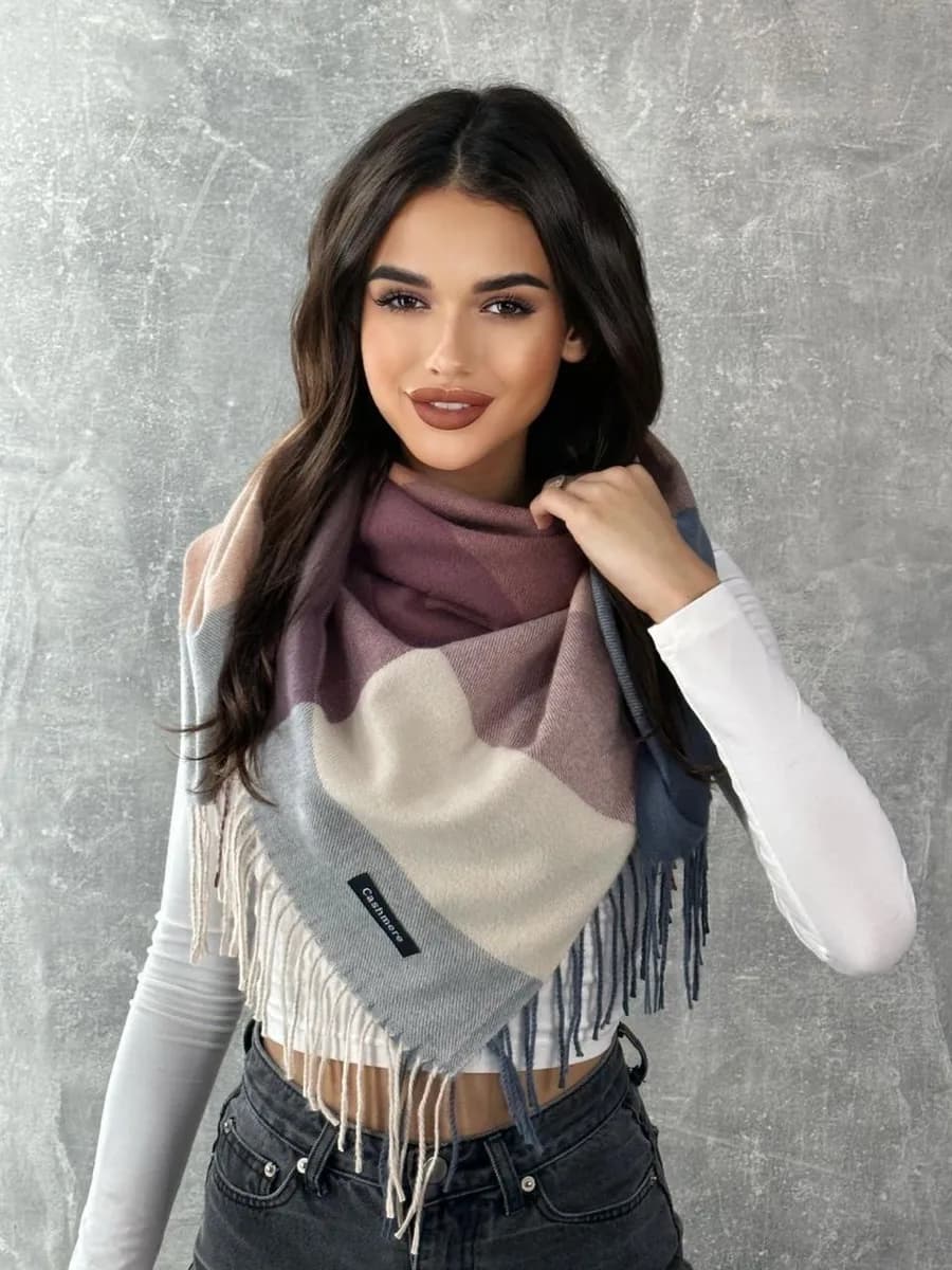 Платок шарф в клетку - фото 1