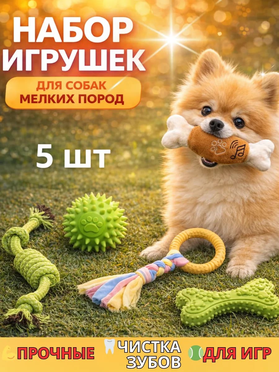 Набор игрушек для щенков и собак мелких и средних пород - фото 1