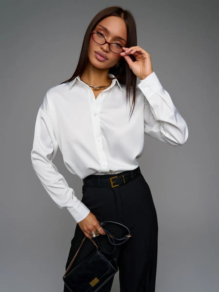 Рубашка блузка шелковая нарядная в школу на новый год