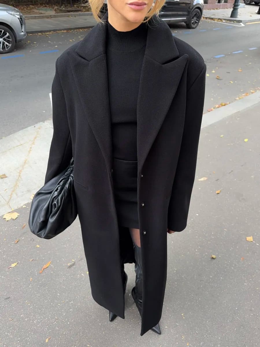 Пальто демисезонное длинное оверсайз - фото 1