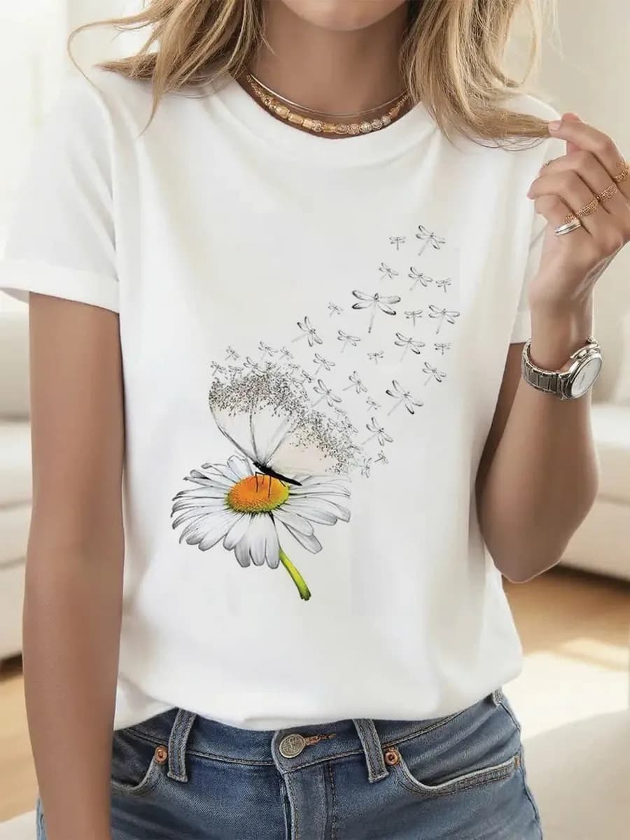 Футболка базовая с принтом удлиненная хлопок