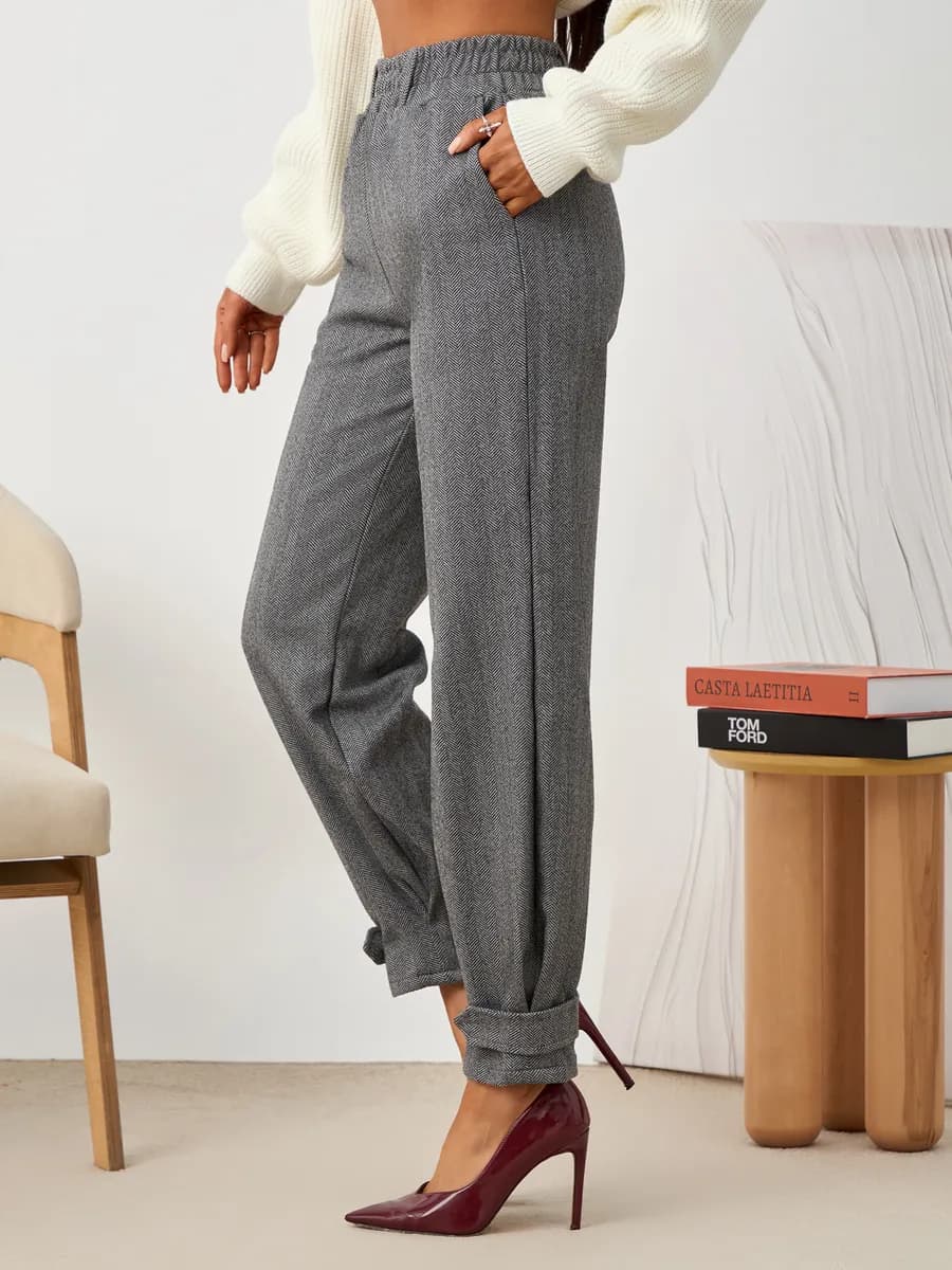 Брюки зауженные бананы классические теплые - фото 1