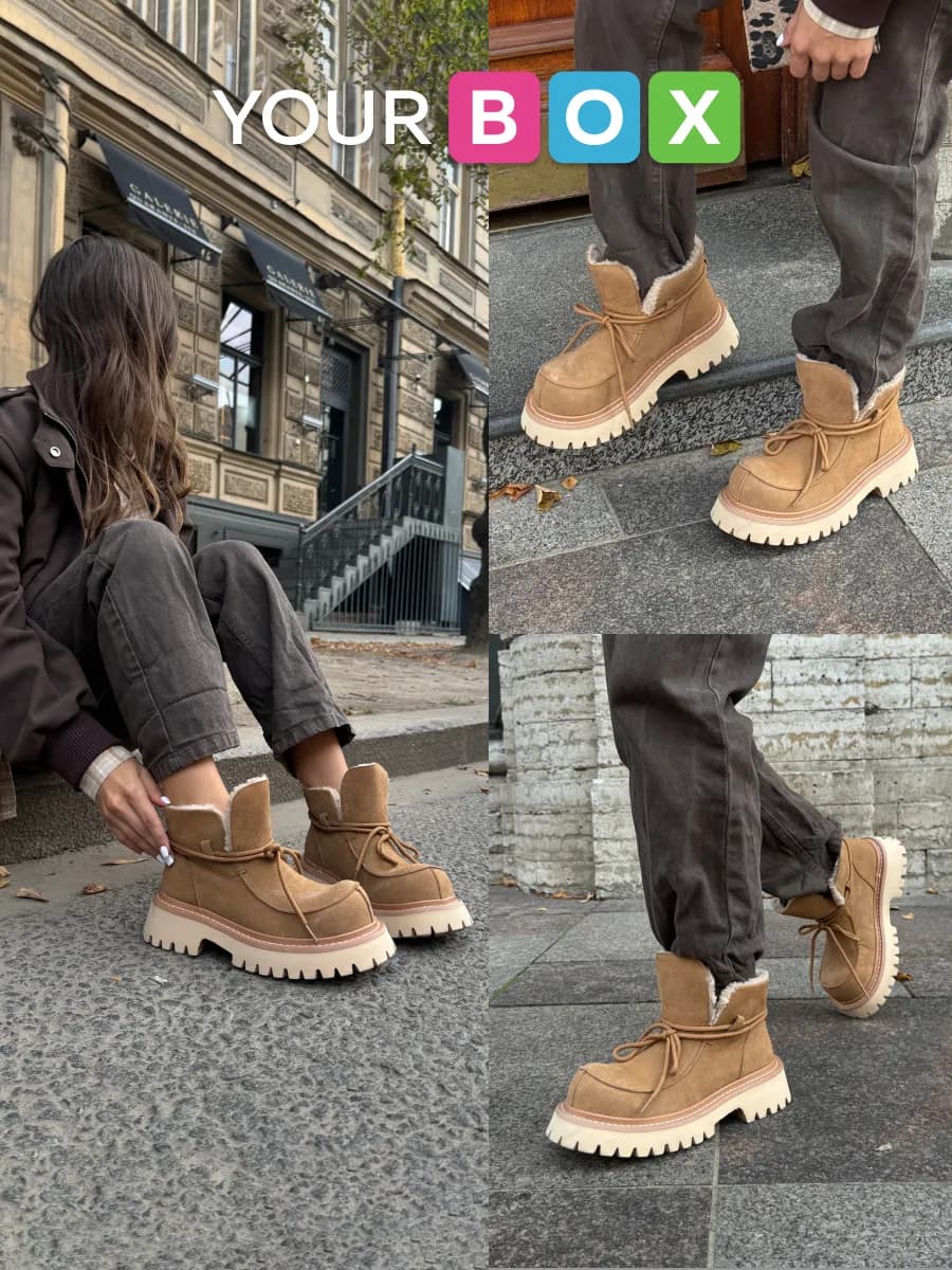 Зимние ботинки со шнуровкой