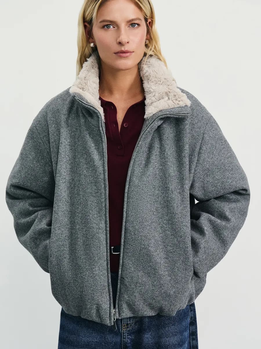 Куртка осенняя бомбер оверсайз на молнии с резинкой по низу