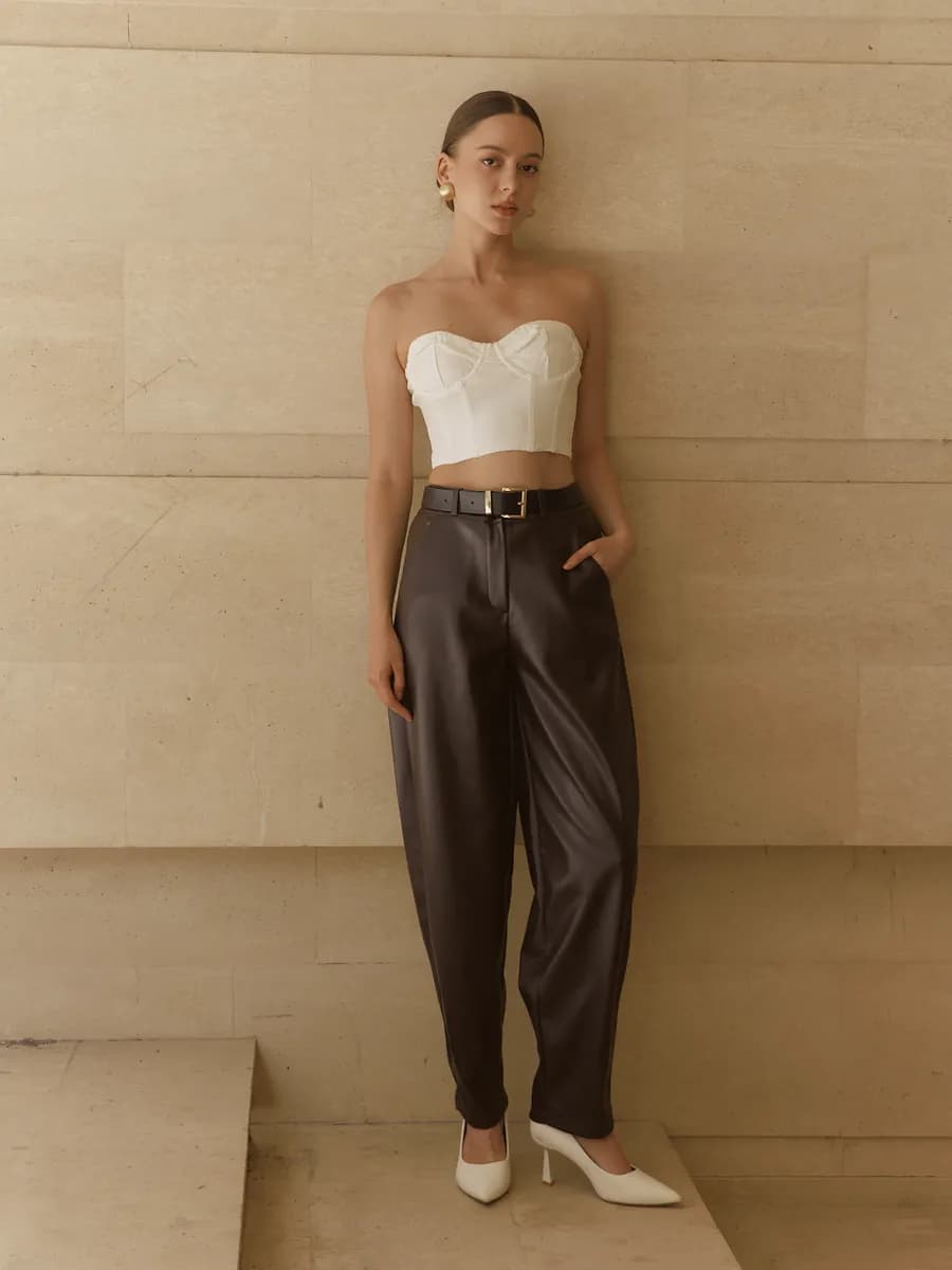 Брюки кожаные бананы