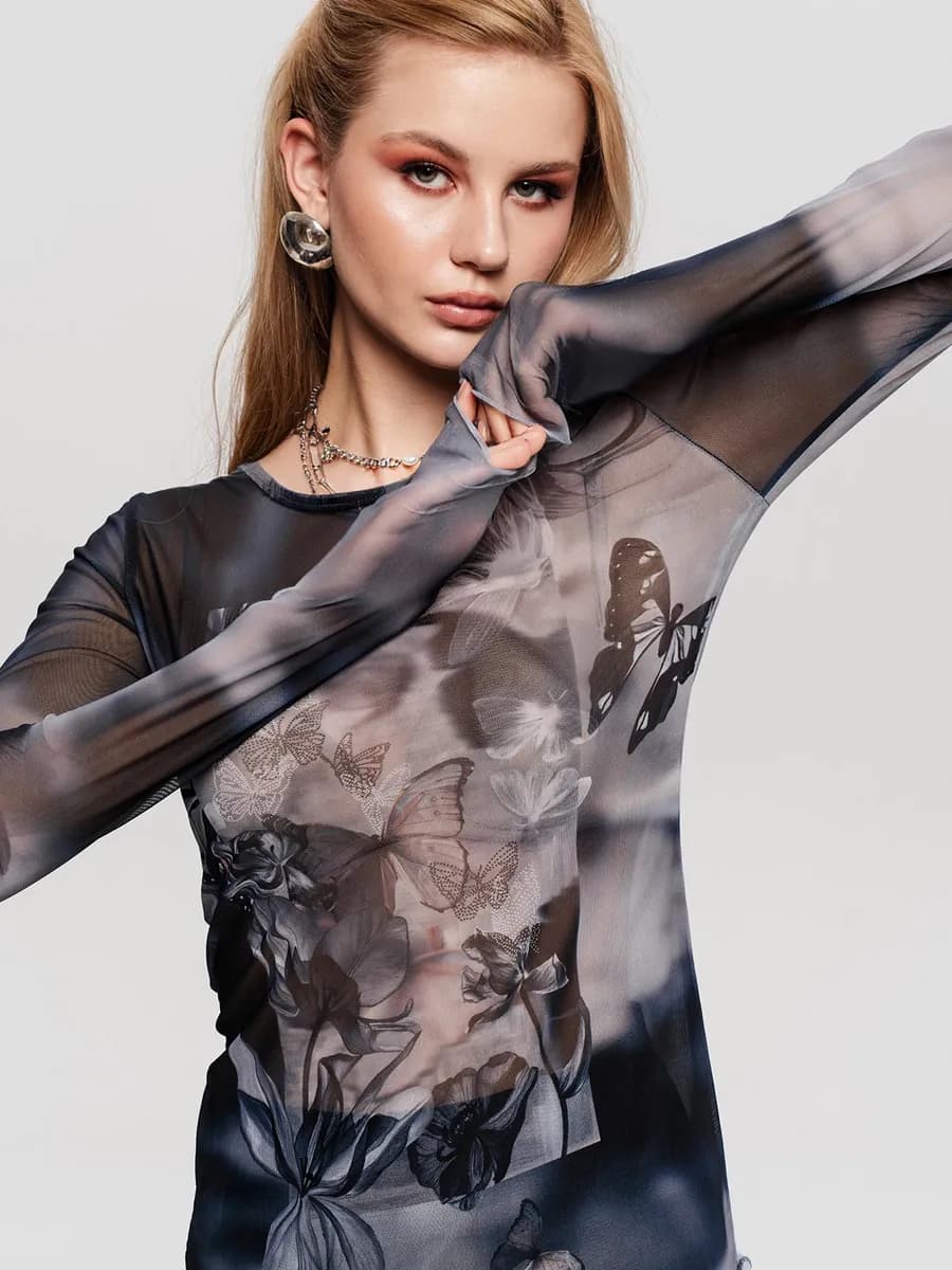 Лонгслив из сетки прозрачный